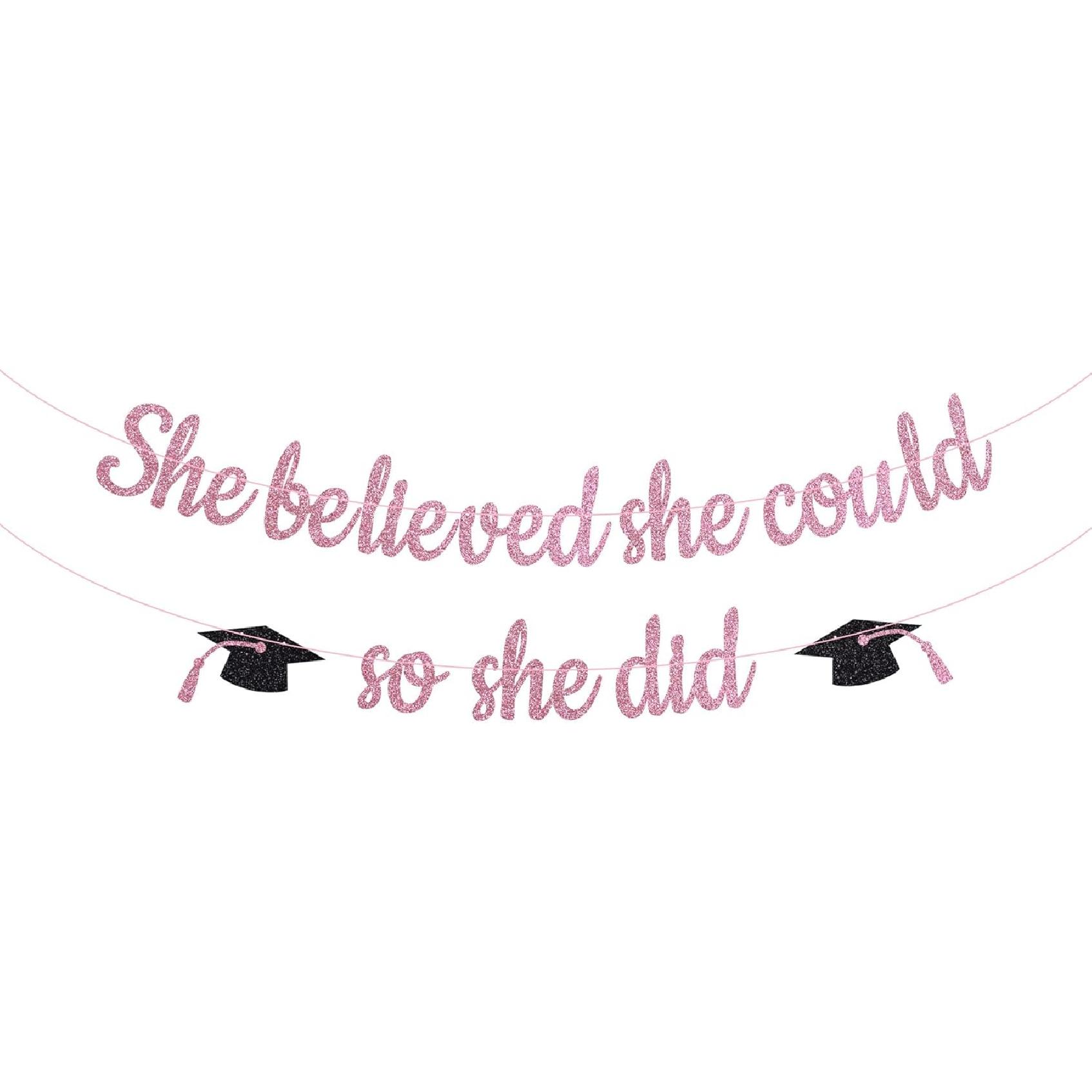 She Believed She Could So She Did Banner, She Did It 2025 Garland Graduation Party Bunting Banners, Congrats Grad Banner for Girls College Graduation