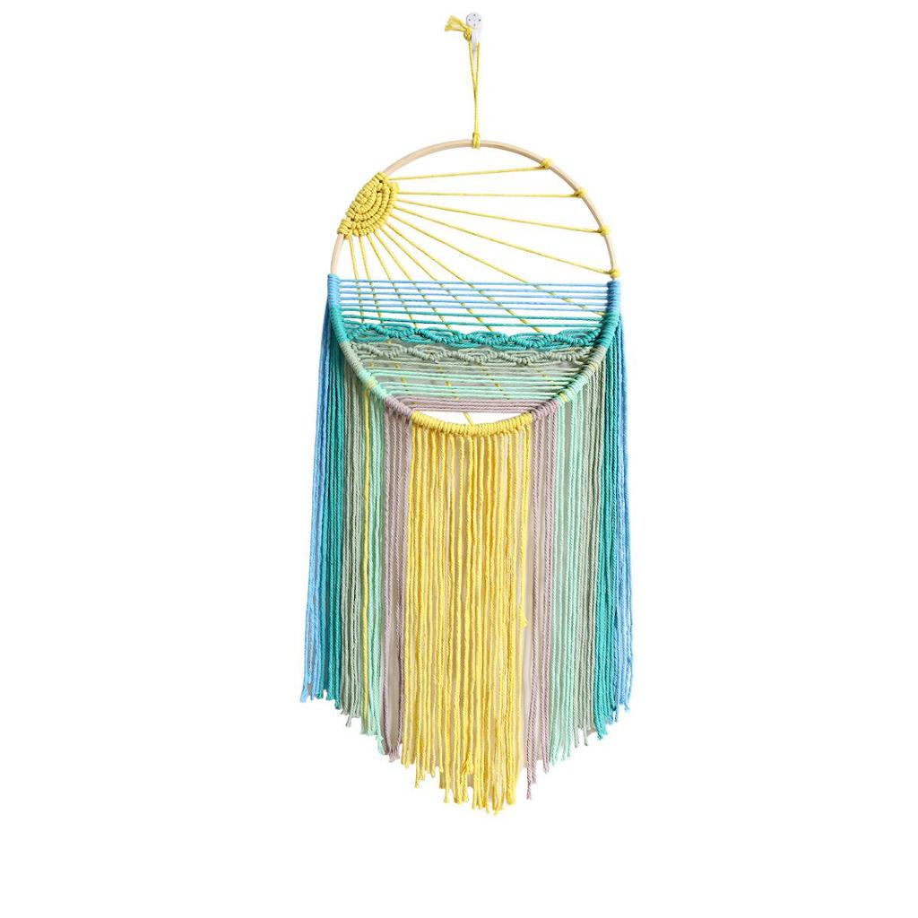 Hand-Woven Cotton Rope Sunrise Sunset Wall Tapestry for Room Décor