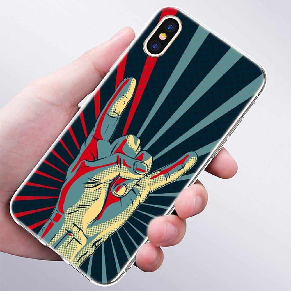 luxury Soft Silicone Phone Case Rock roll skull for Apple iPhone 11 Pro XS Max X XR 6 6S 7 8 Plus 5 5S SE Fashion Cover