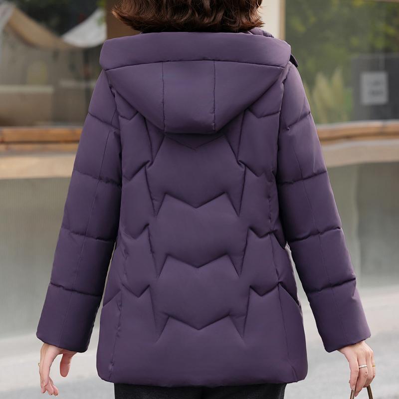 Plus Size Middle Age Women Winter Coats Hooded Elegant Thick Warm Embroidery Parkas Female Jackets