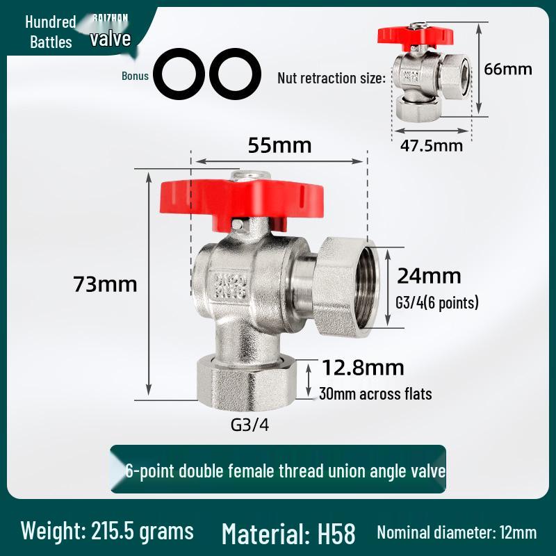 All-Copper Valve Manifold: Three-Way Union, Male/Female Thread Ball Valve for Underfloor Heating and Wall-Hung Boilers