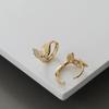 S925 Sterling Silver Leaf Ear Cuffs with Delicate Diamond Inlay, Exquisite Japanese-Korean Design, Light Luxury Style Earrings