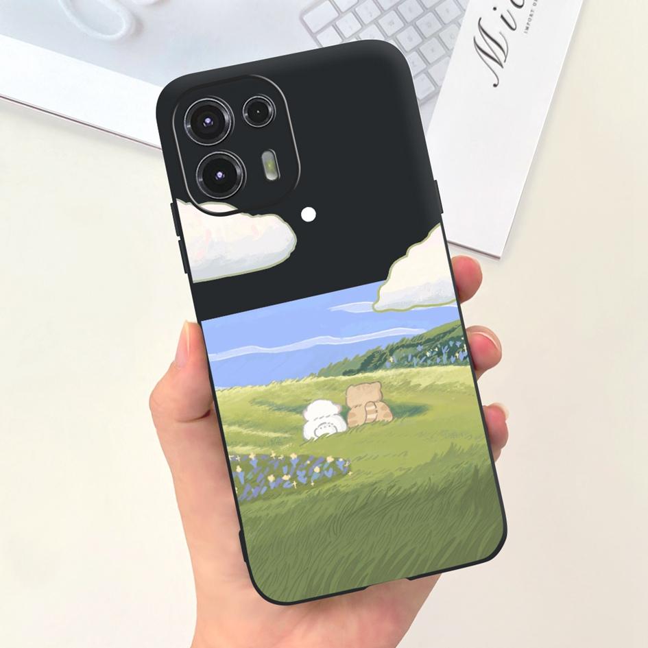 For Moto Edge 20 Lite Case  XT2139-1 Funda Fashion Painted Black Soft Silicone Protector Cover For Motorola Edge 20 Fusion Coque