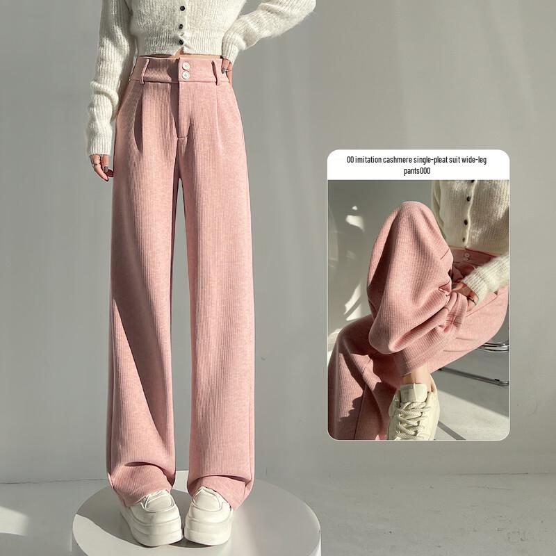 

Handu Yishe Women s Double-Button Suit Wide-Leg Casual Pants XL