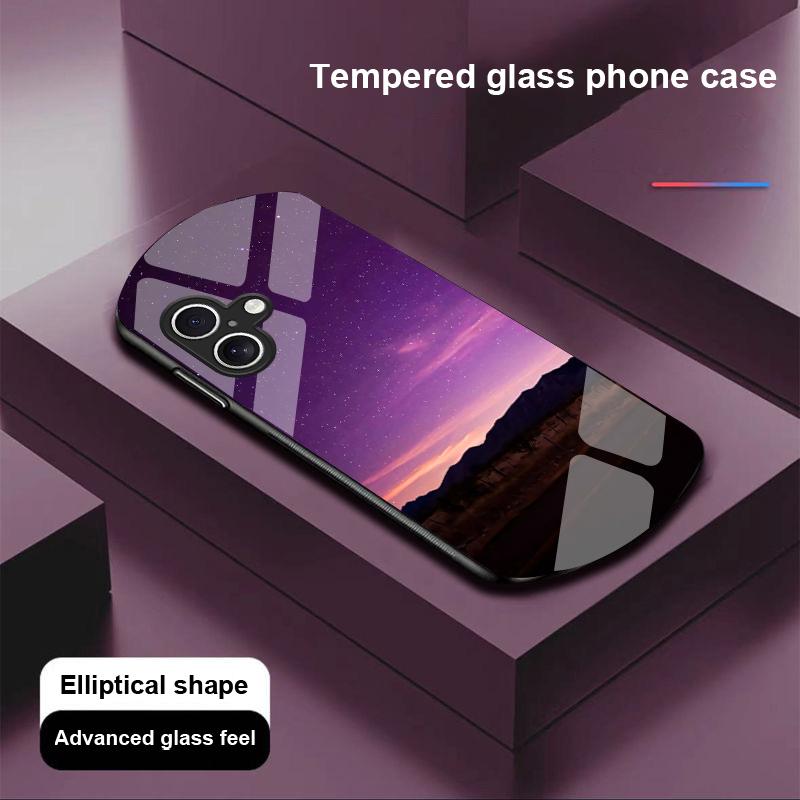 

Pyramid Starry Sky For Apple IPhone 16 11 13 15 14 Pro Max 12 Mini 7 8 Plus XR X XS Elliptical Shaped Tempered Glass Phone Case For iPhone 16 Promax