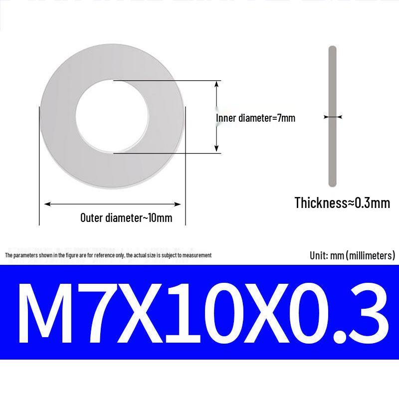 304 Stainless Steel Ultra-Thin Flat Washer, Thickness: 0.1/0.2/0.3/0.4/0.5 Mm, Sizes M1-M8