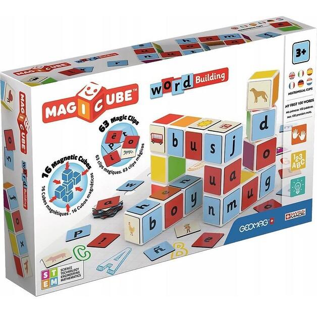 Geomag Magicube Magnetic Constructor Words with Clips, 79 Pieces, GEO-084