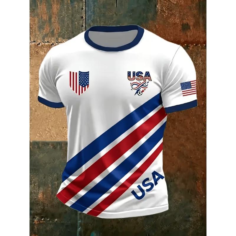 New Summer Men's 3D Digital Printed Soccer Jersey, Loose Fit, Breathable, Quick-Drying, Short-Sleeve Sports Training Jersey