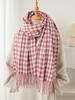 Damen Winter Süß Gestrickter Schal Kopftuch Damen Herren Lässig Preppy Hahnentritt Quaste Schal Mujer Mann Wickeltuch Schal Unisex Neu