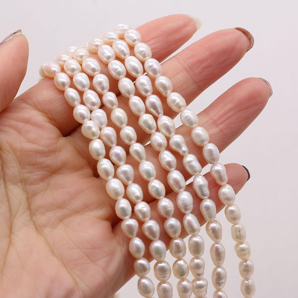 36cm Strand 5-6mm Natural Freshwater Rice Pearls Spacer Beads DIY Earring Necklace Bracelet Parts