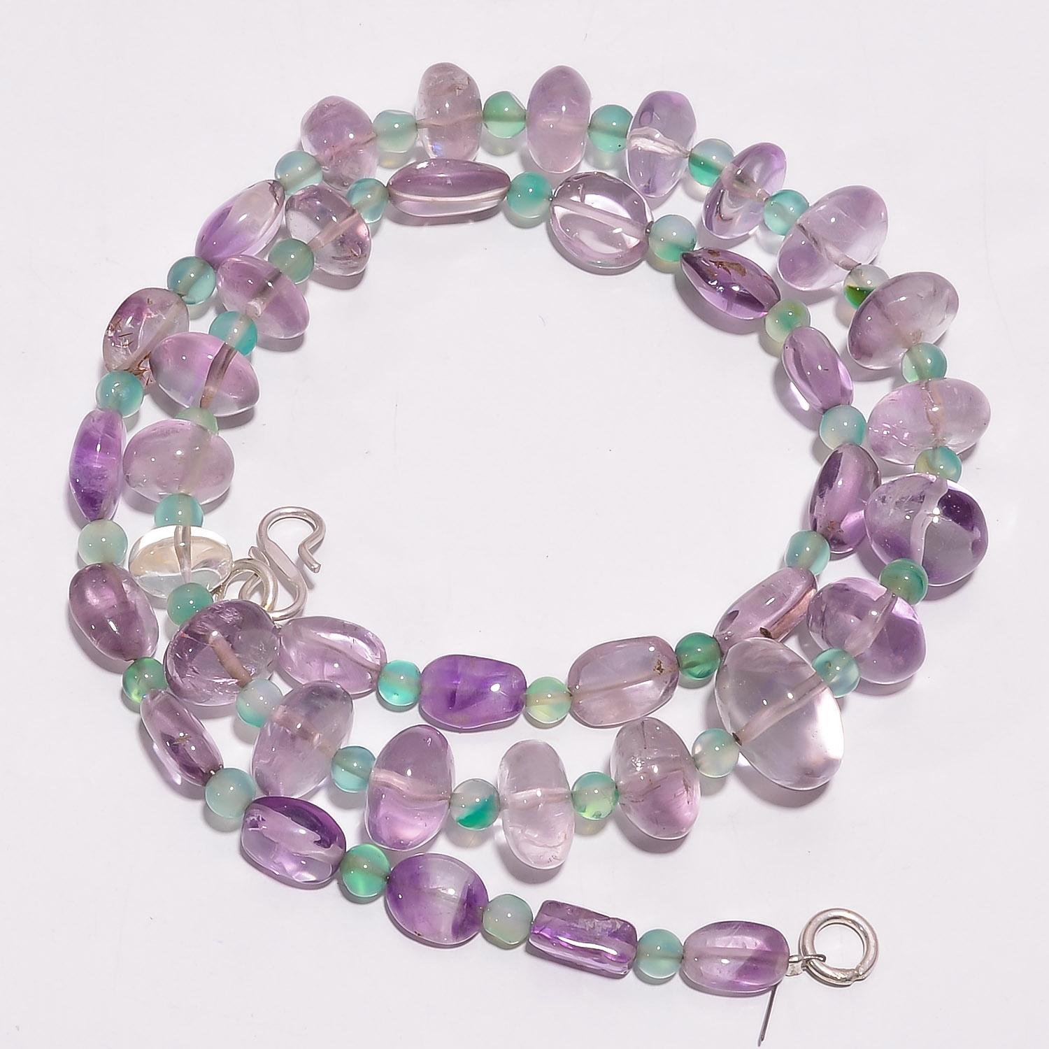 

Natural Amethyst Green Aventurine Gemstone Beads Necklace 4-14 mm 18 UB-7889 UB-7889