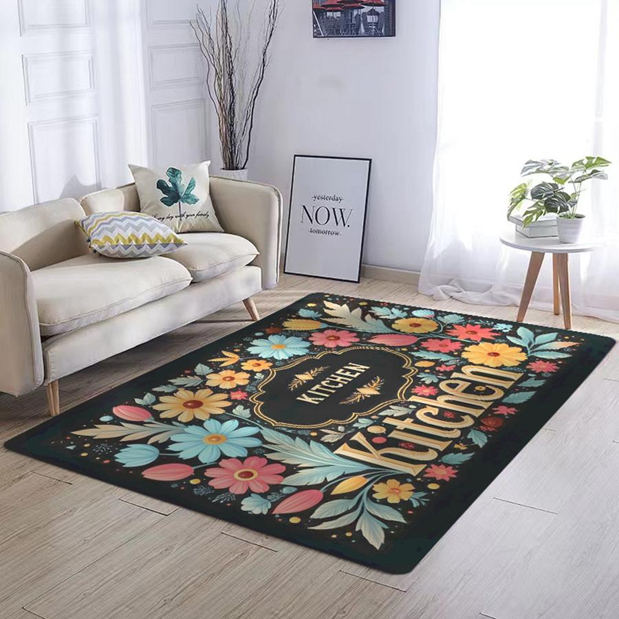 Beautiful Flowers Kitchen Mat Soft Thickened Kitchen Floor Mat Waterproof Non-slip Oil-proof Floor Mat Runner Rug