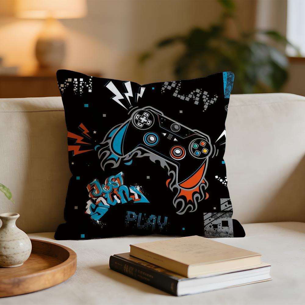 Colorful Graffiti Game Gamepad Cushion Cover Short plush pillowcase for bed sofa carwashable