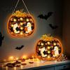 Festive Decor Halloween Door Sign, Glowing Ghost Hanging Decor, Wooden LED Window Theme Ornament for Party, Spooky Wall Pendant Home Decorative Props