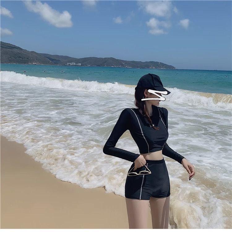 Women's Professional Long & Short Sleeve Split Swimsuit - Conservative Hot Spring Design