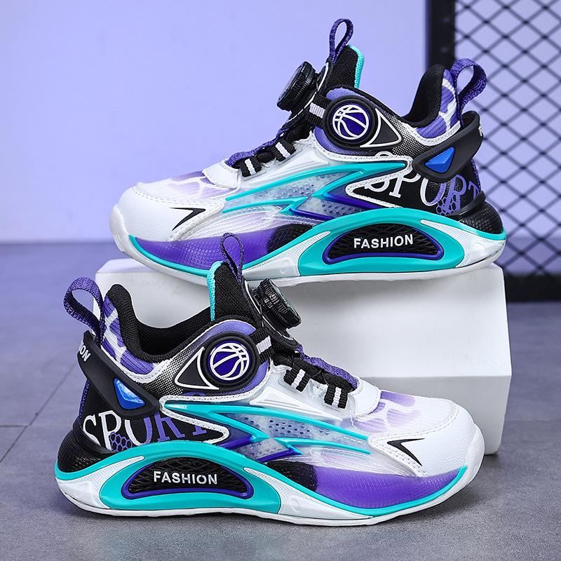 Boys  Breathable Mesh Basketball Shoes with Non-slip Wear-resistant Rotary Buckle for Kids 28