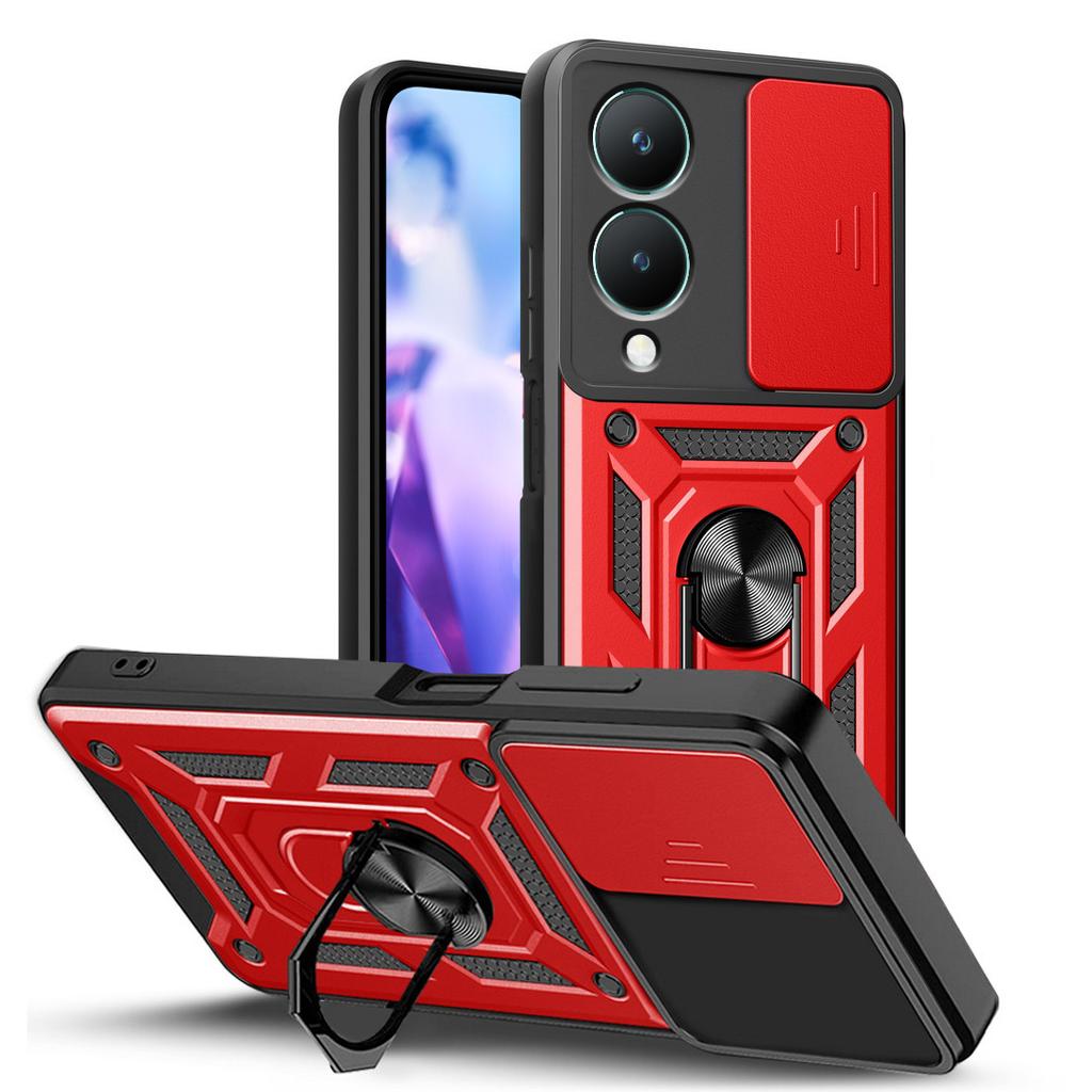 Military Armor Holder Camera Protect Case for VIVO Y28 Y03 Y100 Y02 Y17S Y27 Y36 Y35 Y16 Y22 Y21 Y55 Y33S Y33 Y31 Y51 Y20 Hybrid Ring Stand Back Cover