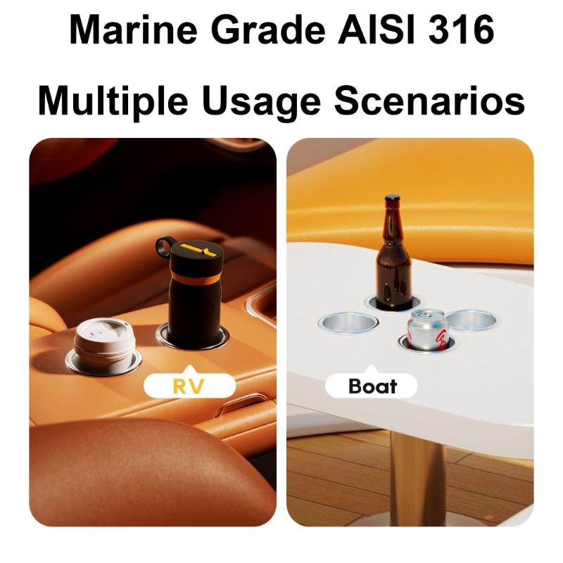 4X Marine Grade 316 Stainless Steel Beverage Holders For Vessel Campers And Golf Carts Long Lasting And Oxidation Resistant