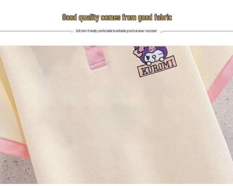 Kuromi Girls' Summer Cartoon JK Skirt Set - Short Sleeve Dress for Middle and Big Kids