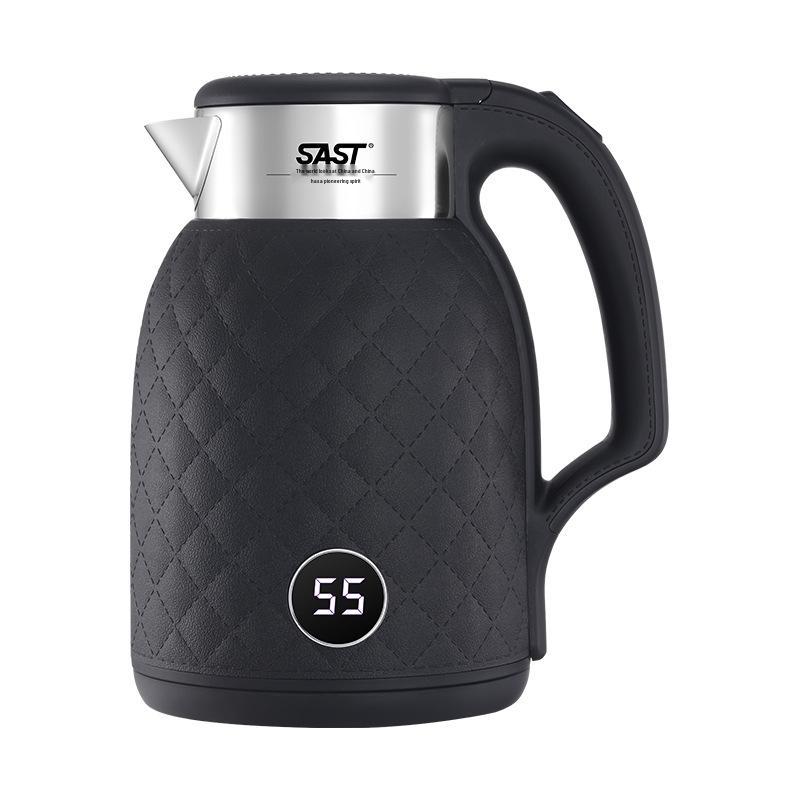 SAST Digital Thermostatic Electric Kettle with Automatic Keep Warm Feature, 304 Stainless Steel, Faux Leather Finish, Ideal Gift.
