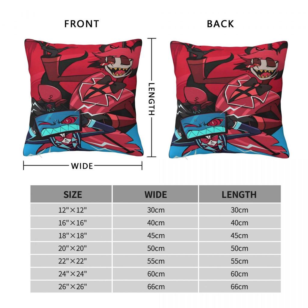 Cartoon H-Hazbin Hotels Pillow Cover Square Pillow Case Cushion Cover Funny Custom Diy Pillowcases For Sofa Bedroom Home Decor