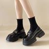 Small leather shoes women's new spring and autumn thick-soled one-pedal versatile black uniform single shoes