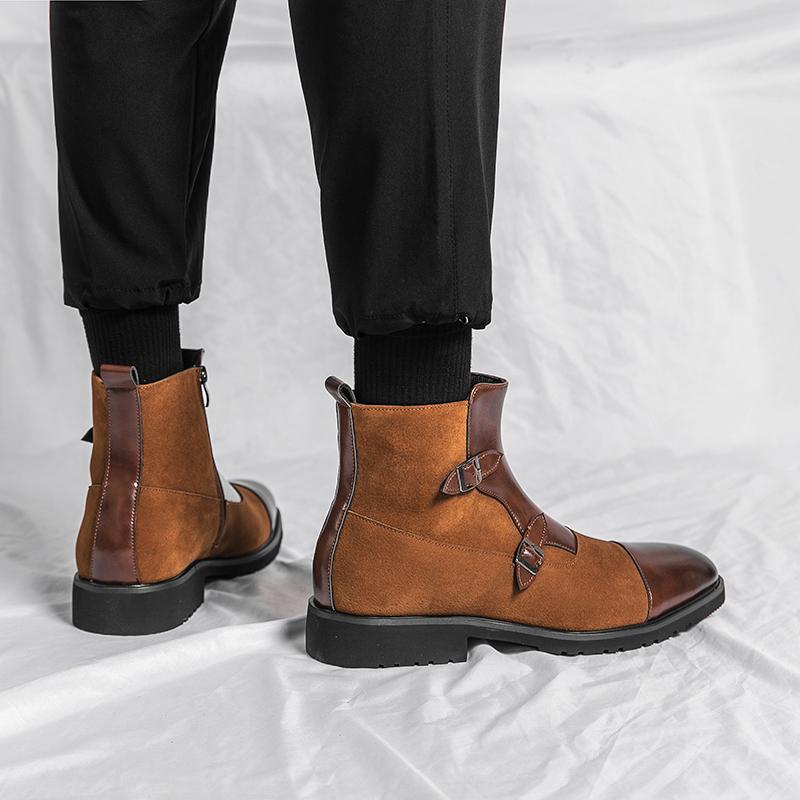 Fashion Men's pointed high top leather shoes Trendy retro designer style Party Outdoor Wedding Leisure Business Office Men's Boots