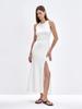 2026 Fall Winter Women Long Sweater Dress Elegant Slit Bodycon Sleeveless Tank Dress Versatile Knit Midi Dress