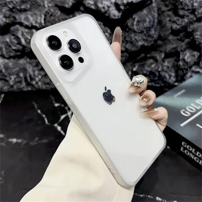 

Розкішний прозорий м який силіконовий чохол для телефону iPhone 11 12 13 14 15 Pro X XR XS Max 7 8 Plus Matte Bumper Case Cover iPhone 12 Pro прозорий