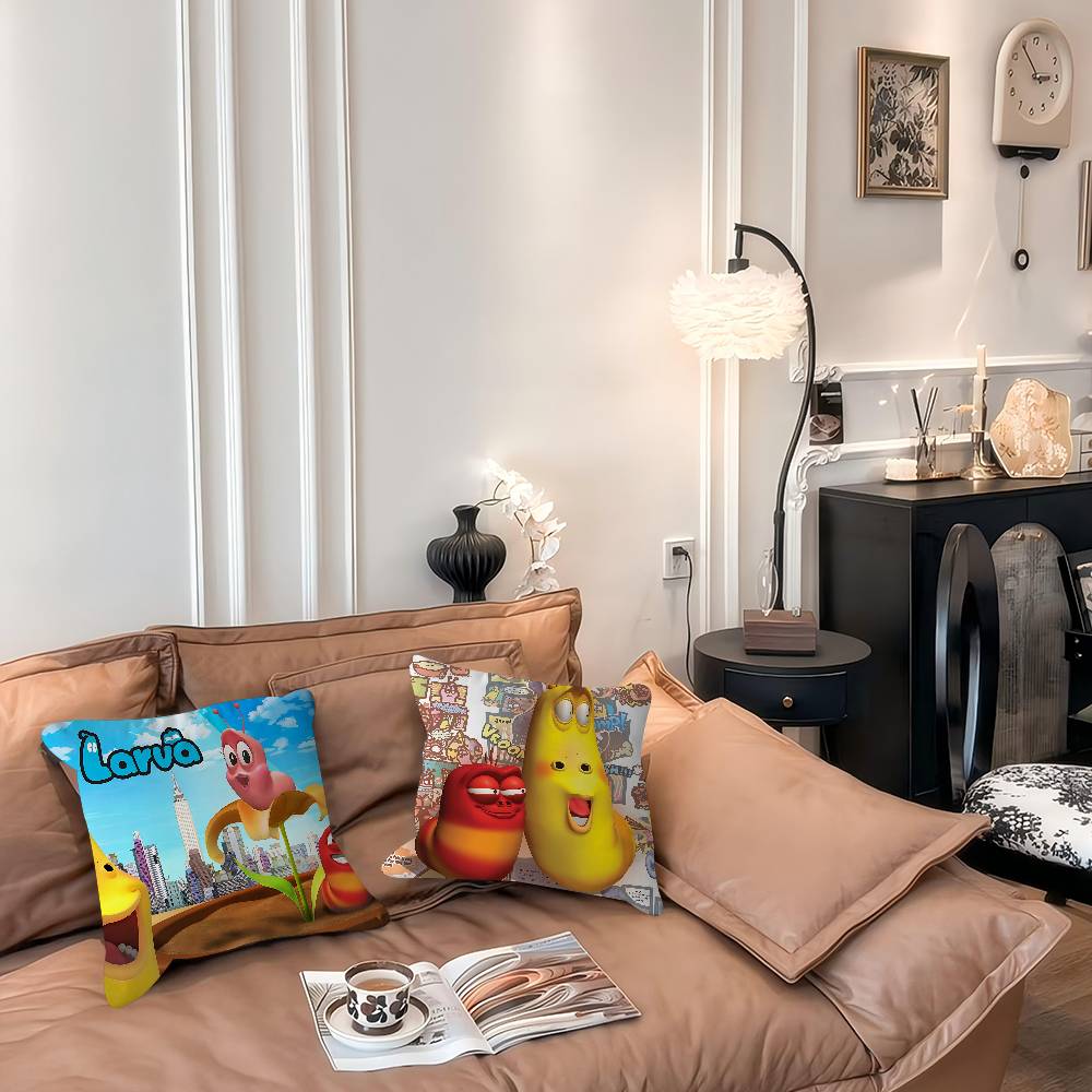CUTE Cartoon L-Larva Pillow Case Removable Washable Cushion Cover – All-Season Soft Linen