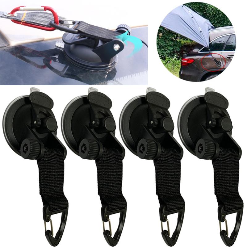 4 Pcs Car Tent Suction Cups Outdoor Camping Rope Powerful Suction Cup Buckle Side Tarps Tent Suckers Anchor Securing Hook