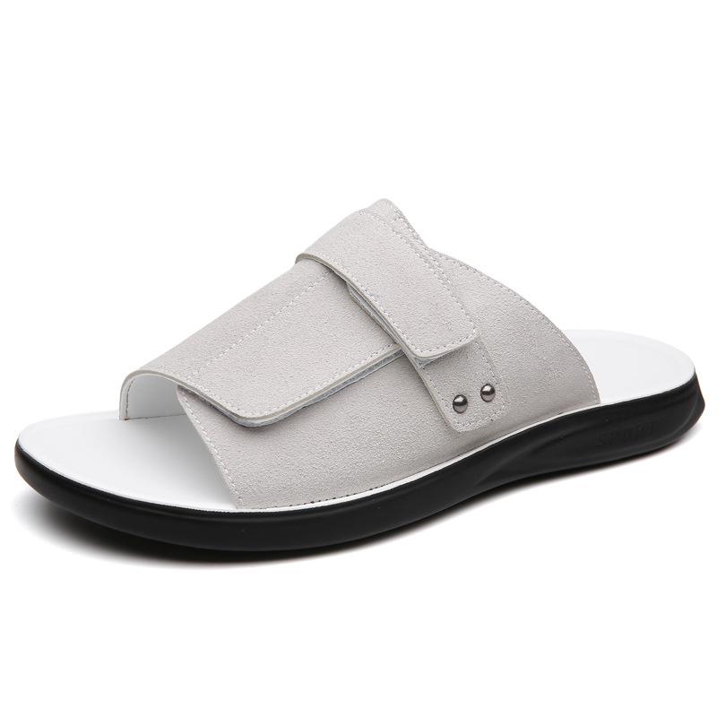 Summer Leather Slide Sandals Comfortable Lightweight Casual Slip-On Sandals for Indoor & Outdoor, Beach, Pool, House Slippers