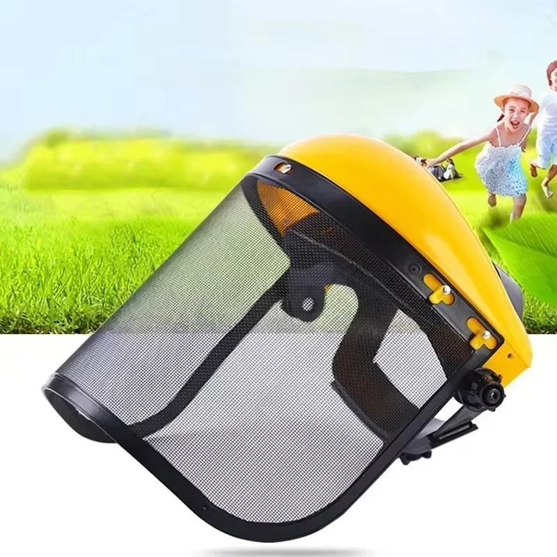 Casque de sécurité pour coupe-herbe de jardin, coupe-herbe, chapeau avec masque intégral en maille pour l'exploitation forestière, débroussailleuse, protection forestière