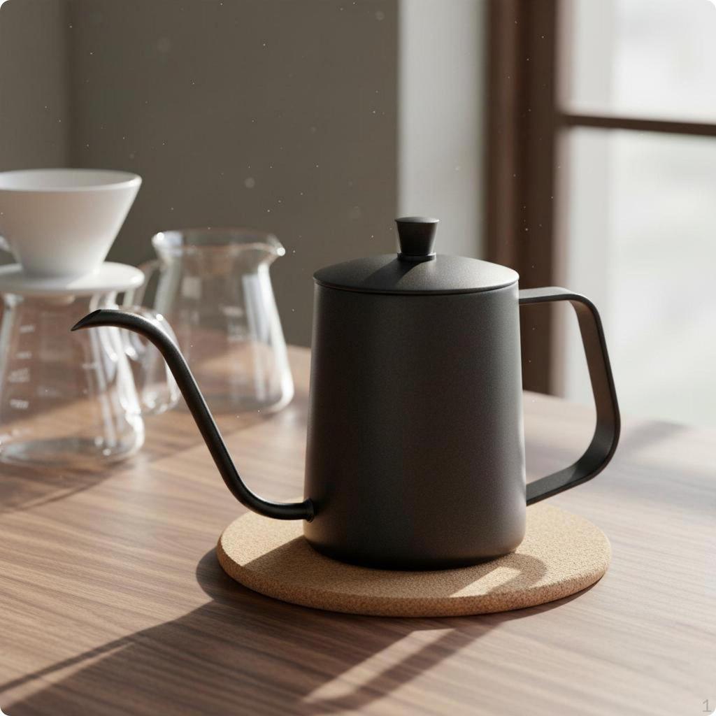 Stainless Steel Gooseneck Kettle Thickened ThickenedBody Coffee Dripper Pot Lid Included Long Spout
