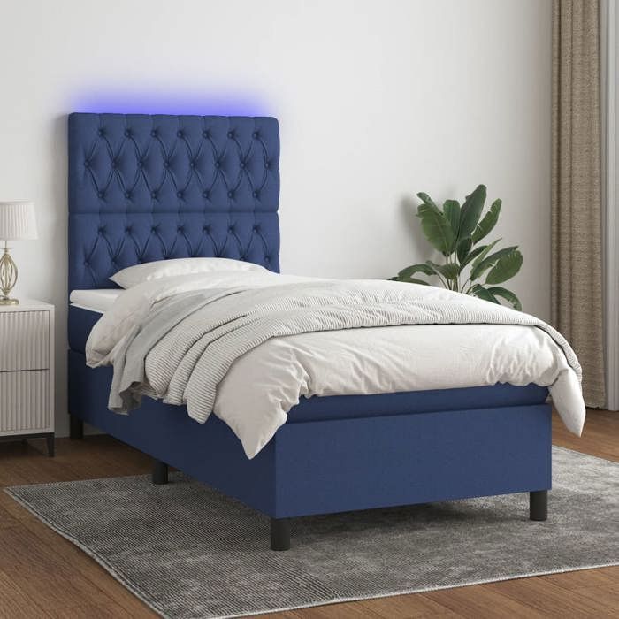 VidaXL Slat Bed Base with Mattress and LED, Upholstered Bed, Single Bed, Adult Bed for Interior Bedroom, 3135099