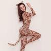 Hot Sexy Leopard Backless Jumpsuit Outfit Fantasy Cosplay Costumes Open Crotch Tights Bodystocking Bodysuit Erotic Lingerie Set