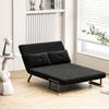 Sofa Bed 2-Seater Sofa Velvet Sofa, Sleep Function, incl. 2 Cushions, Velvet Look, Black
