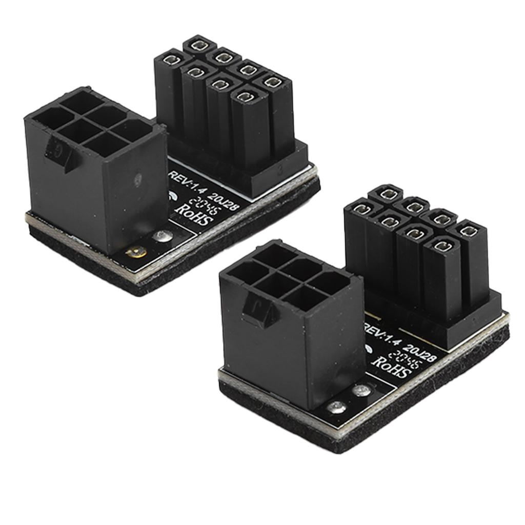 2 szt. Adaptery zasilania 6-pinowe żeńskie na 8-pinowe męskie złącze kątowe 180 stopni dla kart graficznych do komputerów stacjonarnych