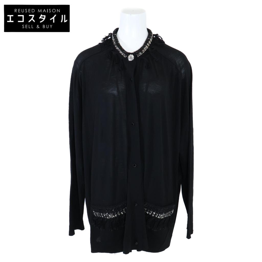 LOUIS VUITTON [Good condition/Domestic regular/25 year old] RW251WB WDW FSKC59/1AHFN8 Fringe trim tops XL blackUsed