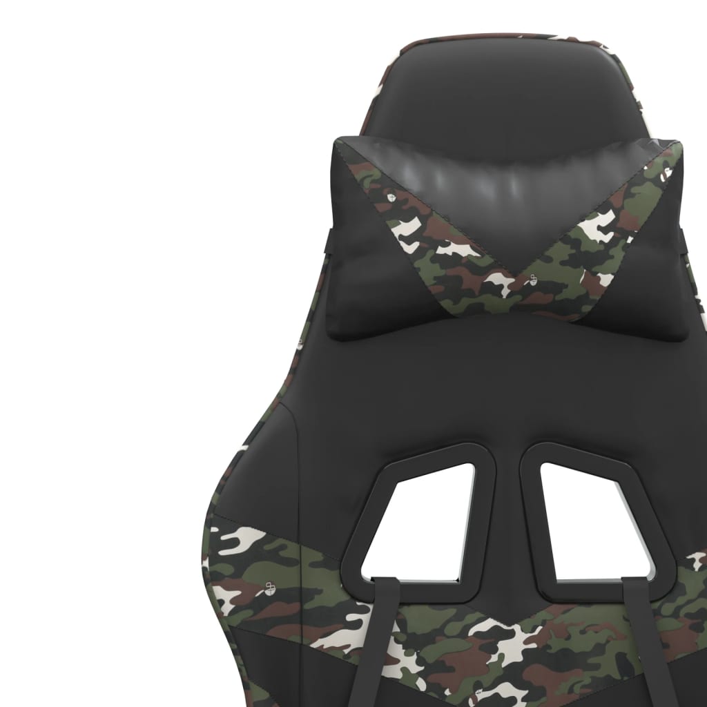 Gaming Chair Swivel Black and Camouflage PU Leather