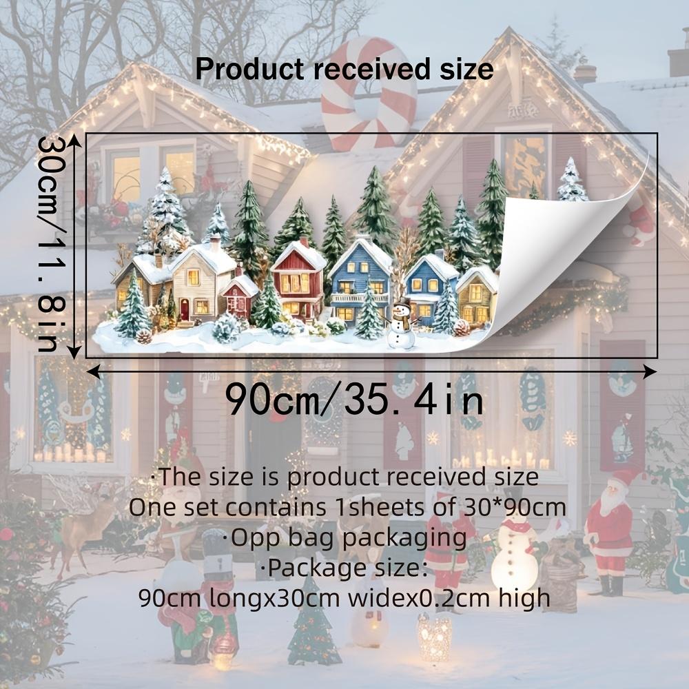 1pc 1D Flat Static Window Clings Featuring Winter Snow Houses, Pine Trees, Snowmen, And Snowflakes, Glueless Static Adhesion