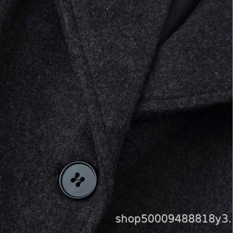 Womens Long Wool Blend Coat With 3-Button Oversized Fit Notched Lapel Street Style Winter Outerwear