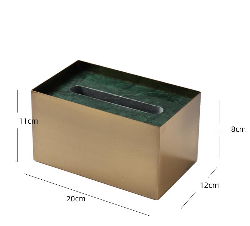 Brass Marble Metal Tissue Box For Hotel Coffee Shop Homestay Decoration Container Accessories Simple Paper Storage Box ZH267