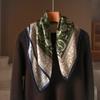 1116 New Silk Wool Double-sided Heterochrome Scarf Women's Premium Cyan Cashew Silk Wool Square Scarf Shawl