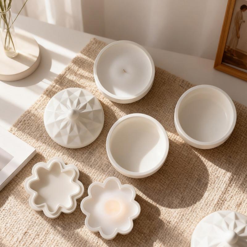 Stackable Flower Silicone Candle Cup Molds For Handmade Candle Soaps Jewelry Storage Jar Making And Epoxy Resin Craft