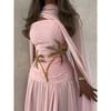 Spring Women's Sexy Chiffon Beaded Cape Evening Gown, European & American Style Formal Dress for Crossborder