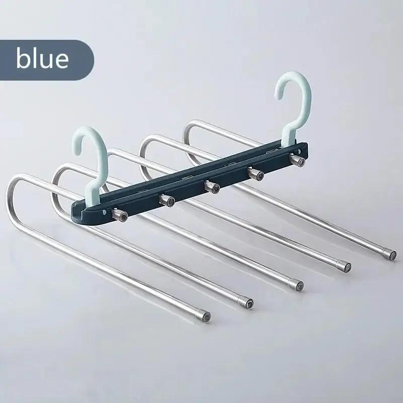 1 Pcs Non-slip Pants Telescopic Storage Household Multifunctional Folding Pants Rack Wardrobe Stainless Steel Hanger