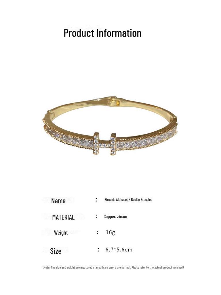 Korean Zircon Letter Buckle Bracelet: Elegant, High-End, Light Luxury Fashion