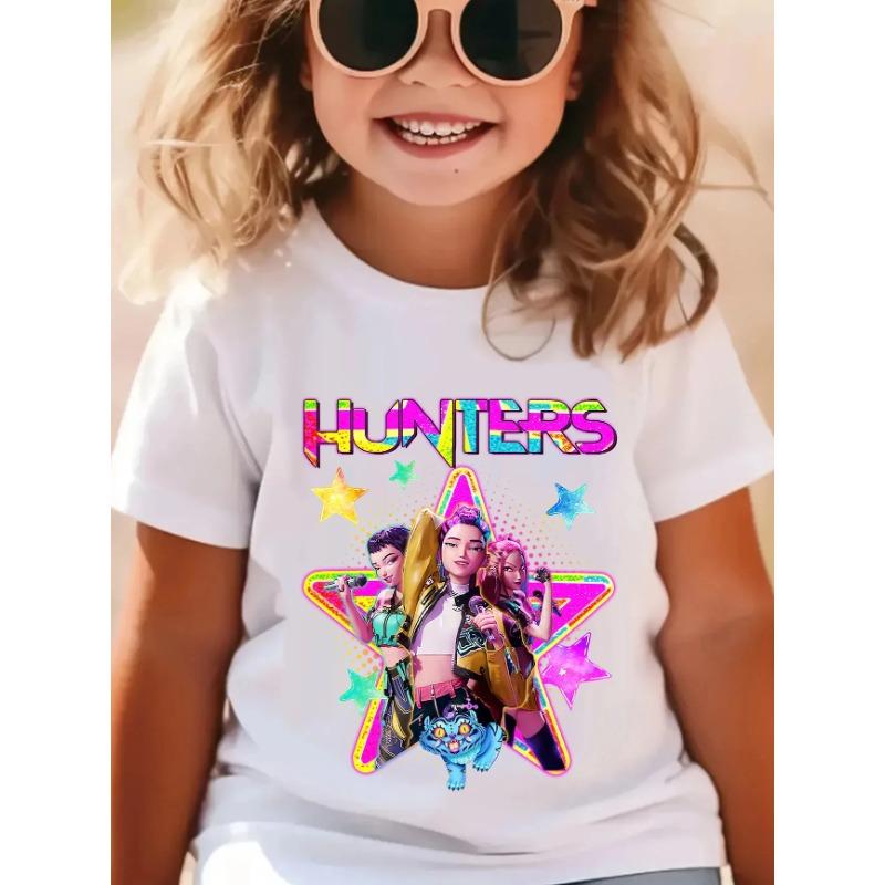 Wave demon hunter print fashionable casual round neck cartoon boy and girl cotton T-shirt