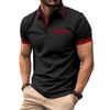 Fashion Men's Summer New Chest Fake Pockets Splicing Colour Blocking Casual Sports Polo Shirt Tops